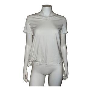 Karen Scott Sport Twist Front Top T-Shirt White Small New